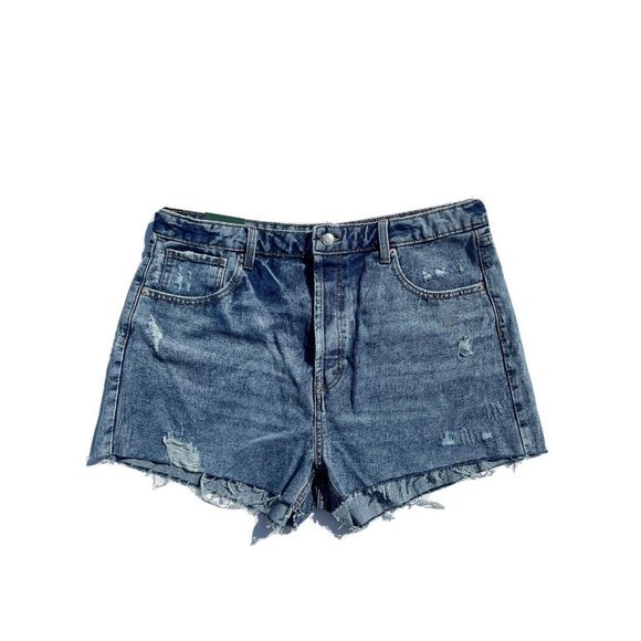 WILD FABLE HIGHEST RISE CUTOFF BLUE DENIM SHORTS FRAYED HEM DISTRESSED SZ 16 NWT - Picture 1 of 8